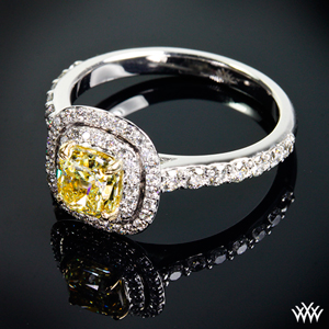 fancy yellow diamond double halo ring